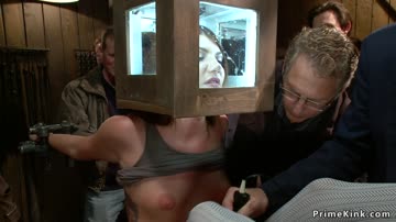 Redhead slave gags blonde in public