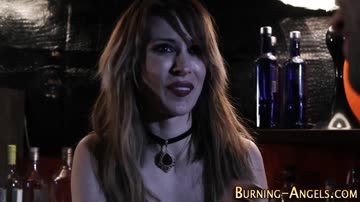 Tattooed slut with jugs sucks hard cock