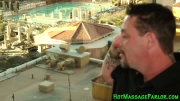 Asian masseuse jerking and sucking