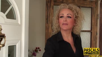 Real busty milf sub sucks cock