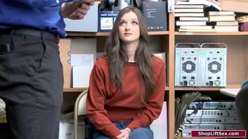 Tattooed babe thief facefucked and banged by older officer