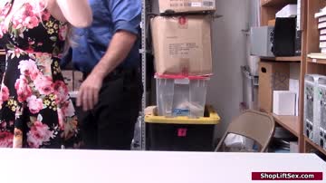 Busty blonde shoplifter fucked by an older security officer