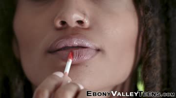 Ebony teen sucks and rides white dong