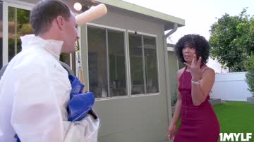 Misty Stone takes out her juicy, ebony pussy for Brad