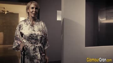 Older blonde lady fucks younger guy for cum
