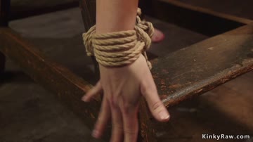 Brunette anal fucks gagged blonde babe
