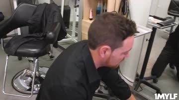 Bridgette makes Romeo fuck her eager cunt while a customer waits to dry up her hair