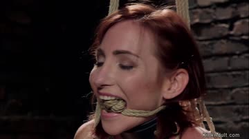 Zippered redhead gets big black cock