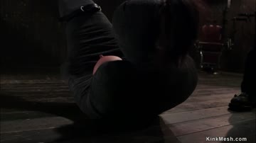 Shaved twat slut caned in bondage