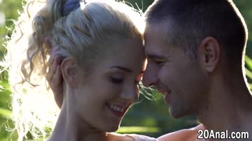 Slender blonde gets analized and masturbates