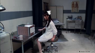 Brunette fists Asian in rope bondage