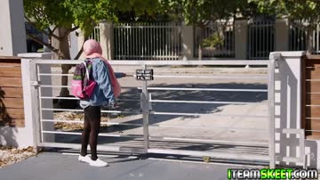 Sexy teen in hijab getting her tight sweet pussy a hard dick down