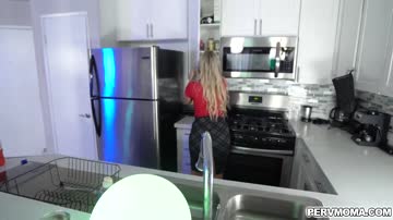 Ashley Fires grabs her stepsons big dick and shoves it down her throat