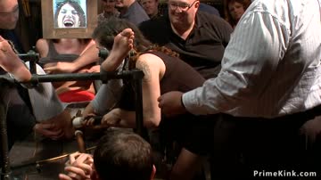 Babe is tormented and fucked in public