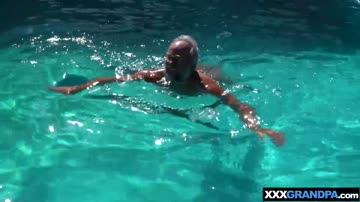 Teen gave a massage to granpa and took care of his cock
