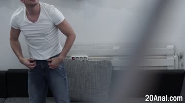 Analized brunette sucks big cock and gets cum