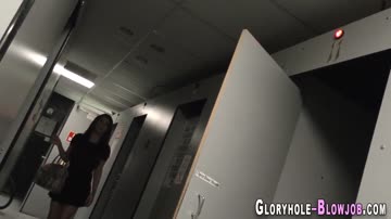 Teen sucks black gloryhole dick