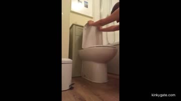 dirty bitch licking the toilet bowlr