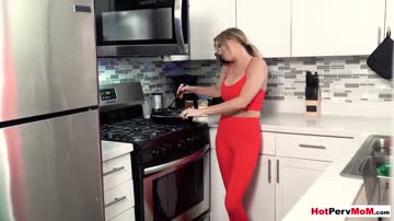 MILF stepmom gives me a BJ and lets me fuck her boobs
