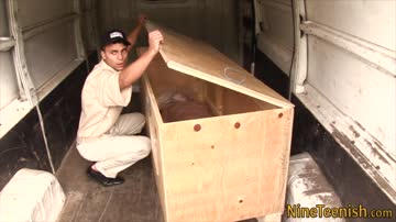 Teen sucks in back of van and gets pounded