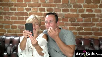 Rob gets turned on on granny Malya as she flashed her titties on him