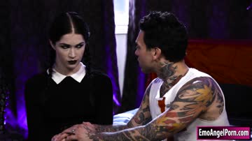 Small tits goth Wednesday Addams facesits and is fucked hard
