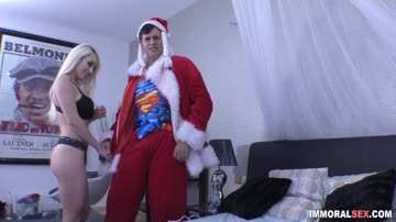 Blonde babe rides hard cock on show
