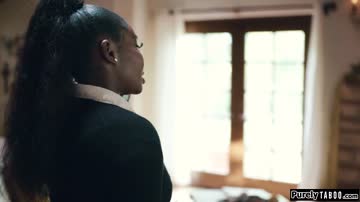 Big tits ebony real estate agent licked and fucked to sell
