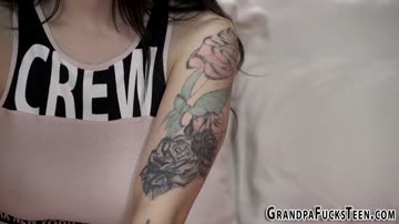 Inked up teen sucks oldies dick