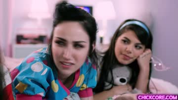 Hot teen slumber party with wild lesbian babes