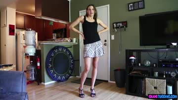 Freaky skinny teen tugging on dick