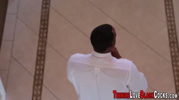 Teen cutie sucks big black dick