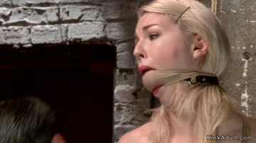 Blonde slut is anal toyed in bondage