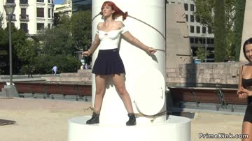 Tied babe is public disgraced outdoors