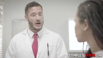 Pussy toying ebony babe sucks kinky doctor