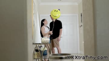 Teenager takes big dick in mouth