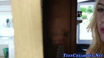 Horny teen rubs her pussy and rides