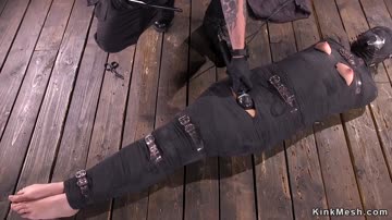 Strapped in device bondage babe fingered