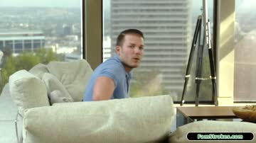 Stepbro pervs on blonde stepsister working out and fucks her
