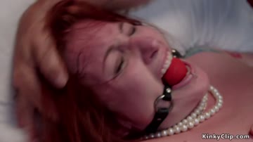 Two slaves are tied and fucked