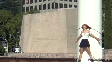 Gagged redhead is disgraced in public