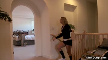 Intruder straps and fucks blonde babe