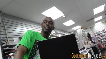 Horny skank blows big black cock