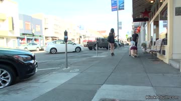 Butt plugged blonde walked in public