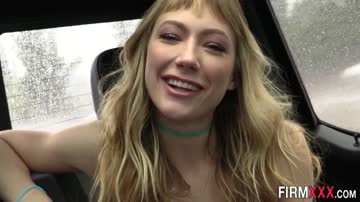 Blonde babe swallows cum after sucking