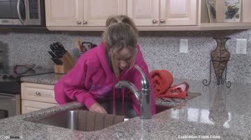 husband helps wife out of dangerous situation.
