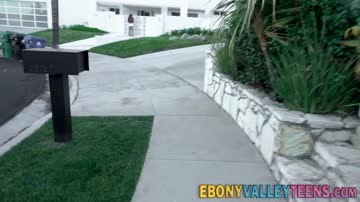 Ebony teen gets big boobs spermed in pov