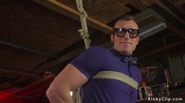 Nerd in bondage anal fucks by alt dom