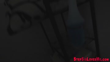 Small lesbian stepsister toys her pussy