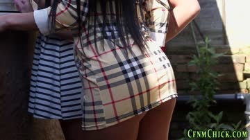 Clothed group gobble and stroke naked loser